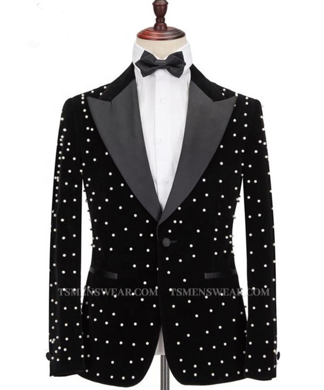 Omar Glamorous Black Peaked Lapel Men Suits for Prom