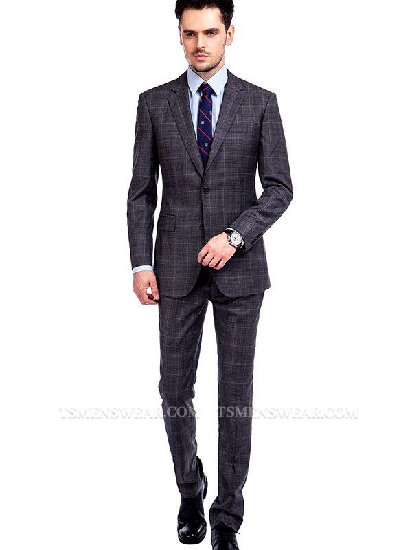 Bespoke Checked Dark Grey Mens Suits for Formal