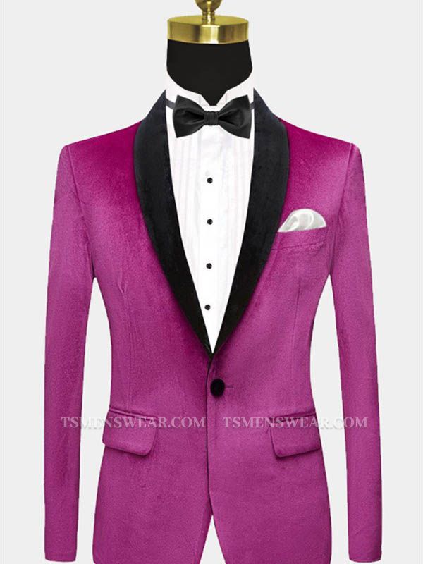 Magenta Pink Velvet Tuxedo Jacket | One Piece Blazer for Men