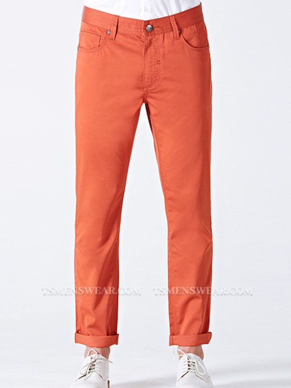 Dynamic Orange Cotton Fahionable Casual Pants for Men