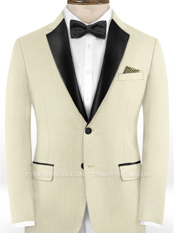 Light Champagne Two Business Formal Tuxedo | Slim Fit Bespoke Men Suits
