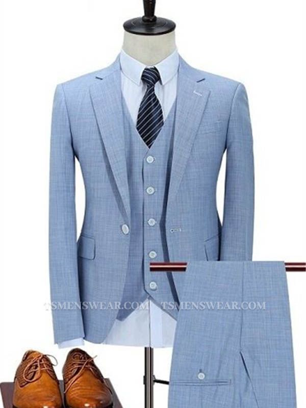 Classic Sky Blue Business Men Suits |Notched Lapel Slim Fit Tuxedo for Men