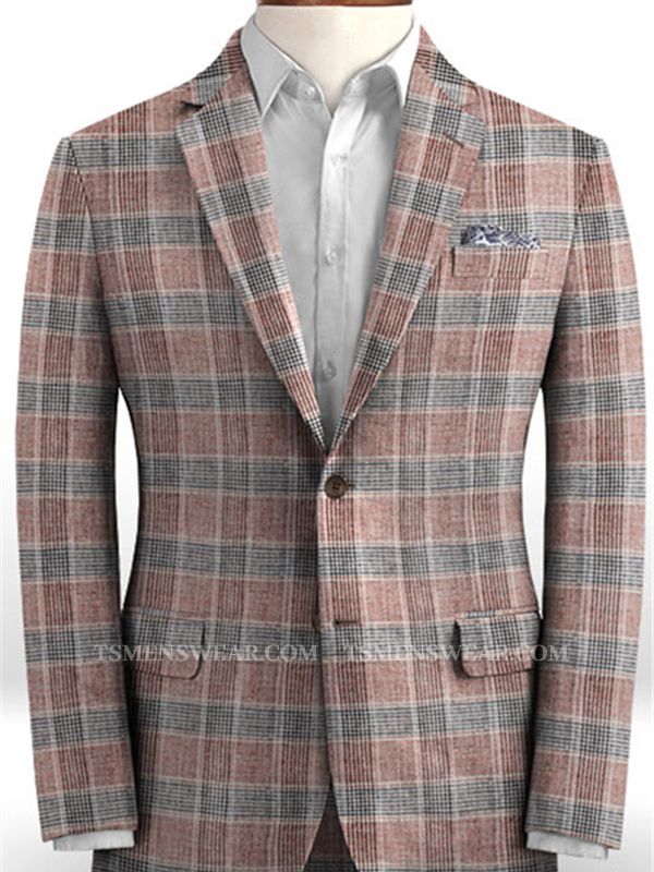 Grid Jacket Tuxedo | Business Notch Lapel Men Suits