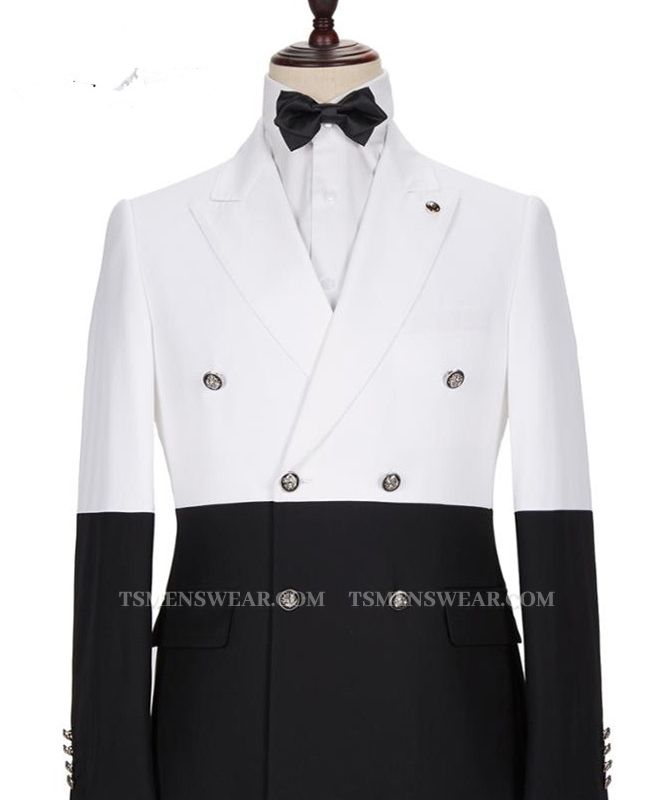 Jorge Simple White and Black Double Breasted Men Suits Online