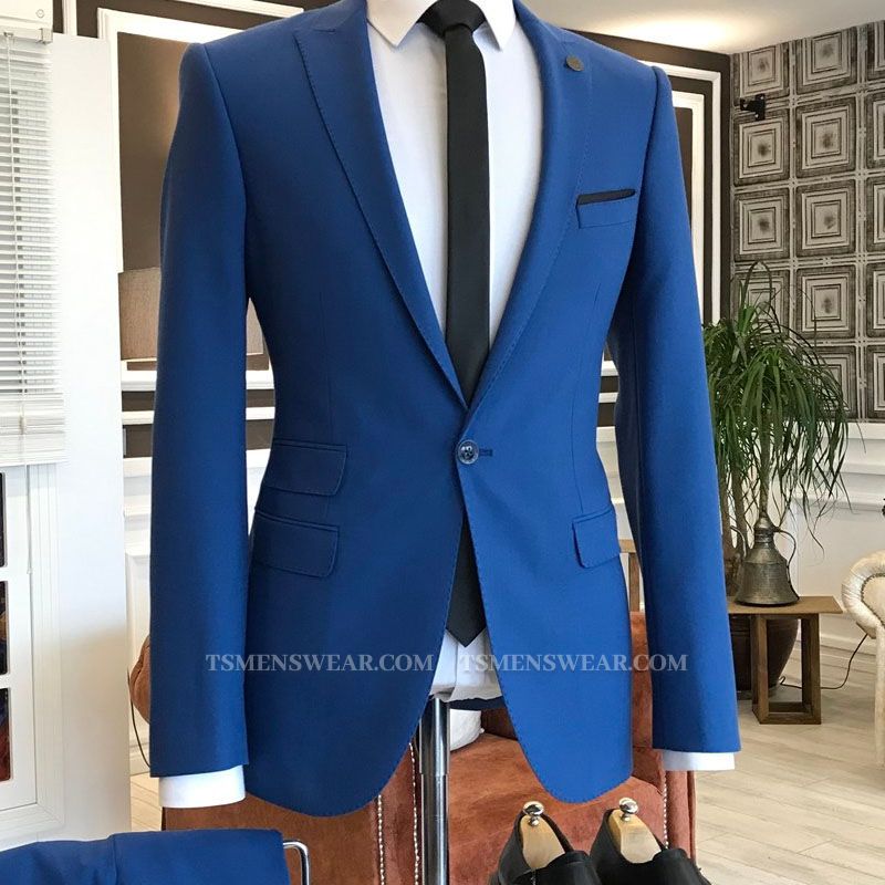 Ingemar Royal Blue Peaked Lapel Bespoke Formal Business Men Suits