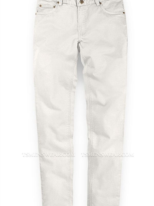 White New Arrival Casual Men Mid Waist Straight Formal Pants