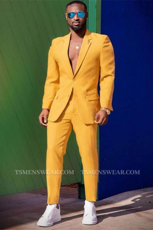 Kendrick Yellow Notched Lapel Fashion Prom Outfits for Men