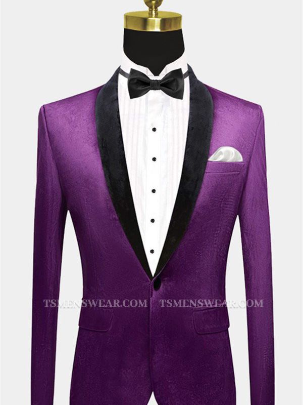Simple Purple Velvet Men Suit | One Piece Mens Slim Suits