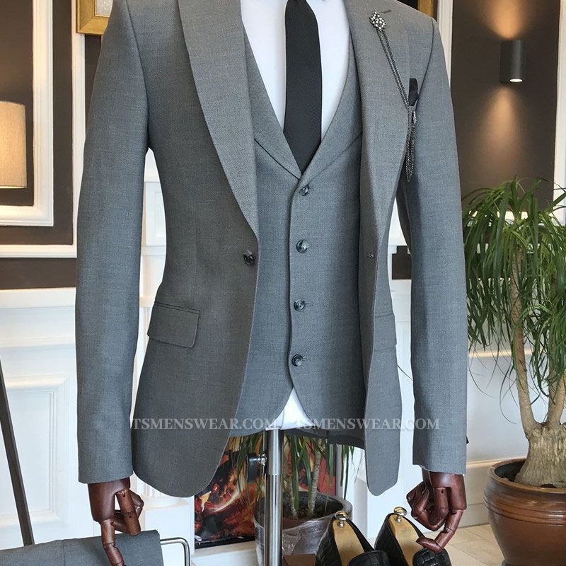 Osmond Trendy Dark Gray Peaked Lapel Slim Fit Formal Menswear