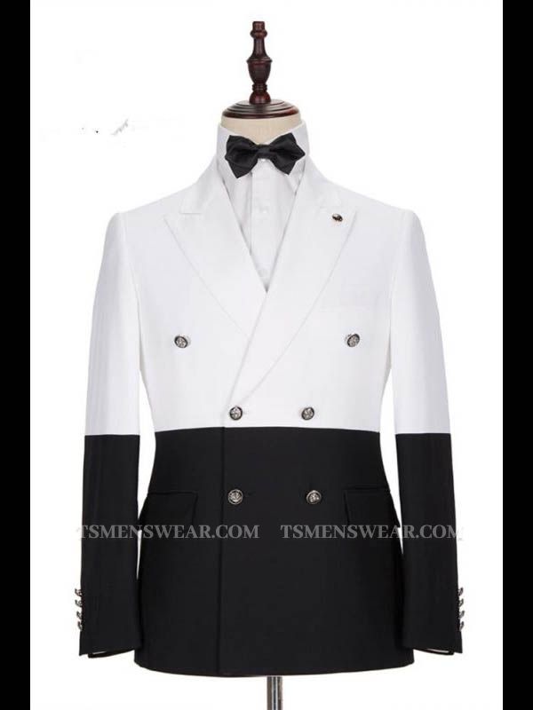 Morgan White and Black Peaked Lapel Double Breasted Jacket