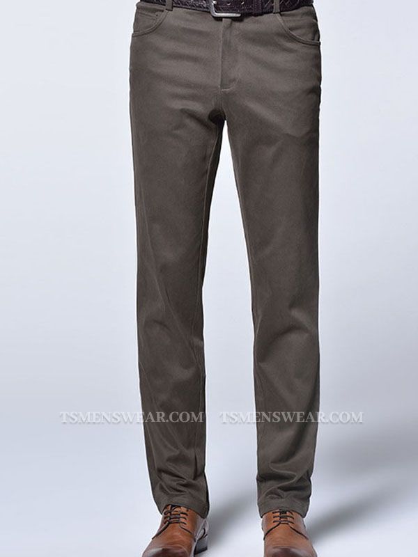 Brown Cotton Slim Fit Fashionable Casual Pants for Men