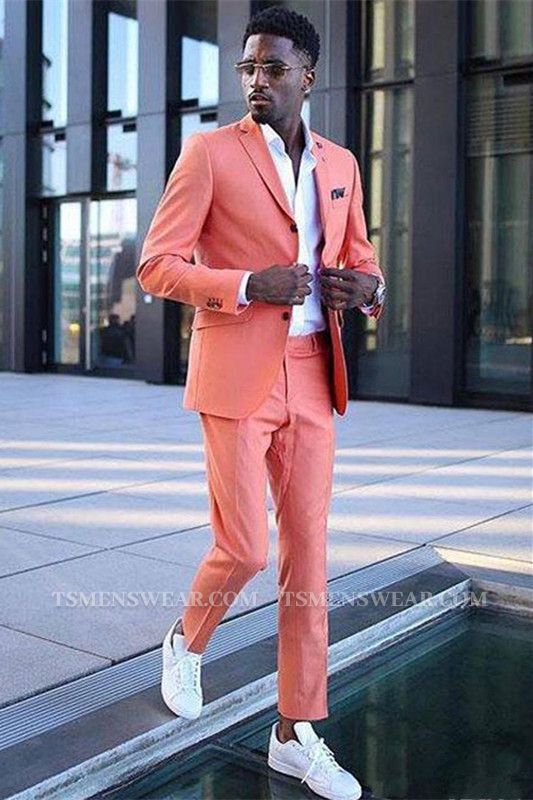 Jeffrey Coral Stylish Notched Lapel Slim Fit Men Suits