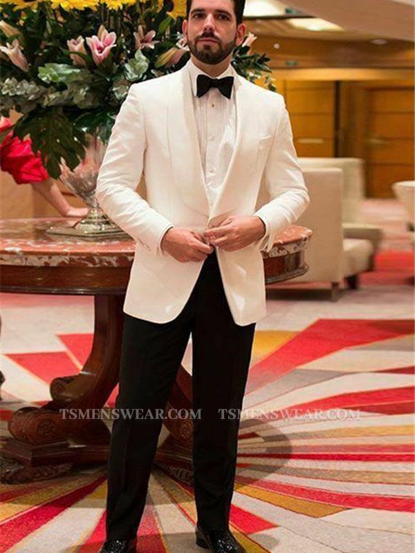 Tristan Stylish White Shawl Lapel One Buttons Slim Fit Wedding Suits