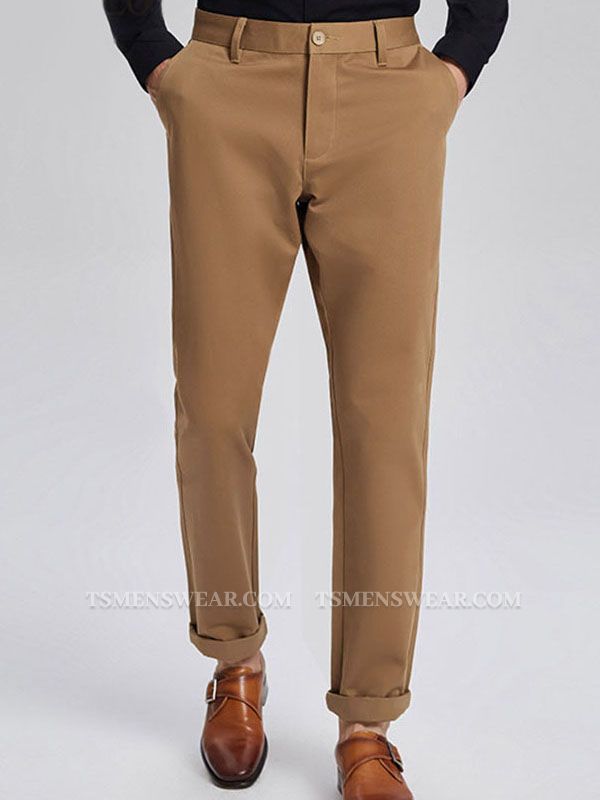 Daily Made-to-Order Khaki Cotton Business Pants for Men