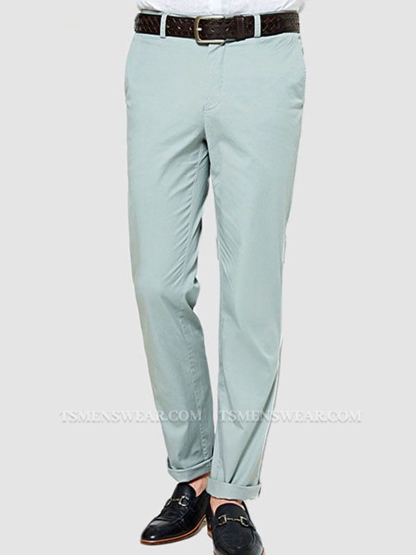 Light Mint Cotton Pants Summer Mens Daily Casual Trousers