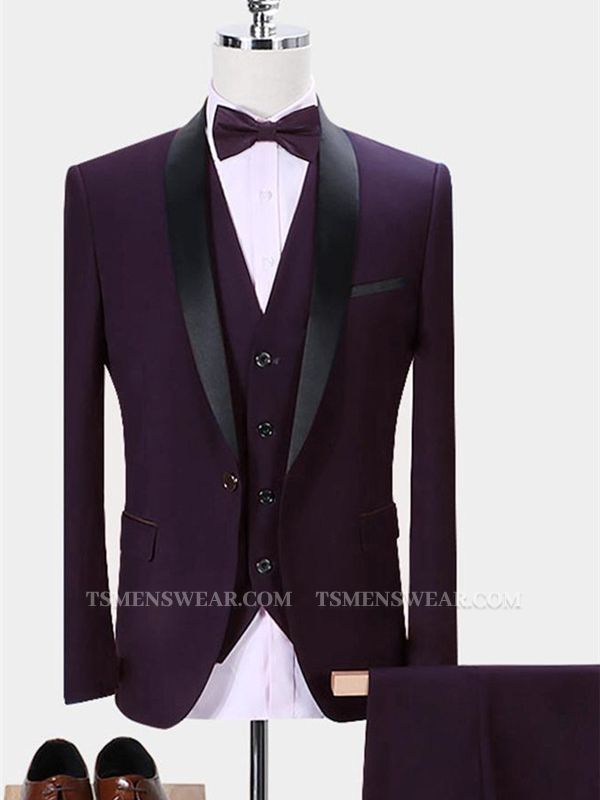 Dark Purple Business Tuxedos | Glamorous Slim Fit Men Dress Prom Suits 3 Pieces