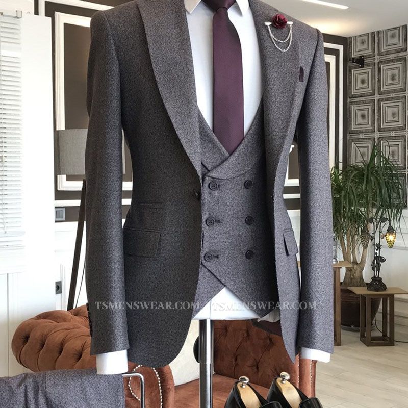 Ingemar Black 3-Pieces Peaked Lapel 2 Flaps Business Suits For Men