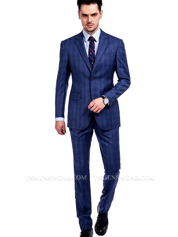 Mitchell Checked New Arrival Blue Mens Suits for Business