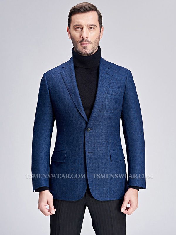 Blue Plaid New Blazer for Men Slim Fit Suit Jacket