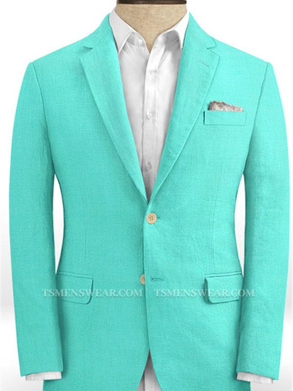 Turquoise Two Pieces Prom Suits for Men | Fashion Linen Men Suits Online