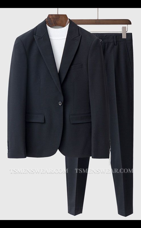 Beau Black Peaked Lapel Fashion One Button Summer Men Suits