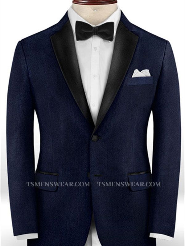 Dark Blue 2 Piece Latest Designs Men Suits | Notched Lapel Slim Fit Tuxedos Online