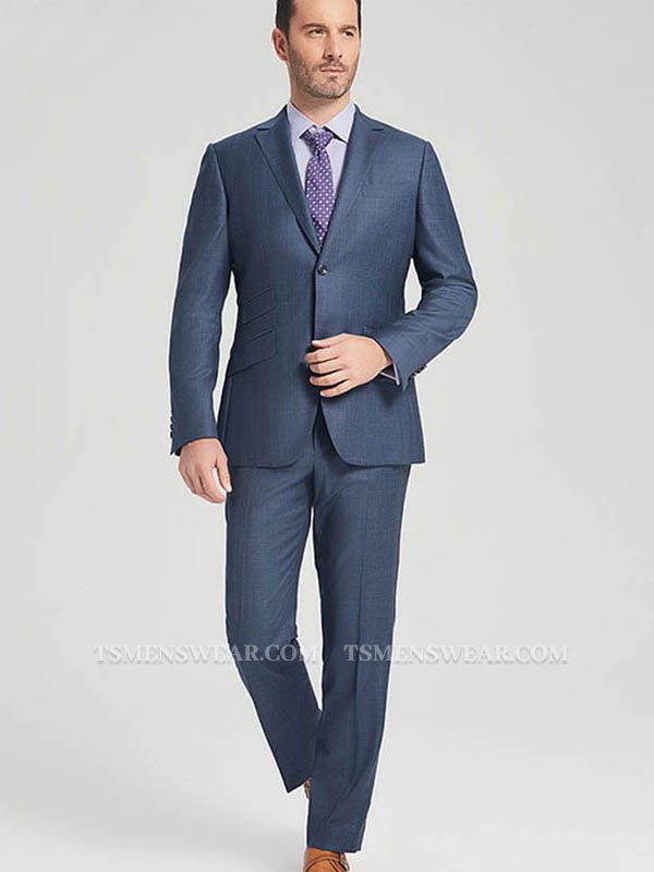 Three Flap Pockets Navy Blue Two Buttons Superior Mens Suits for Formal