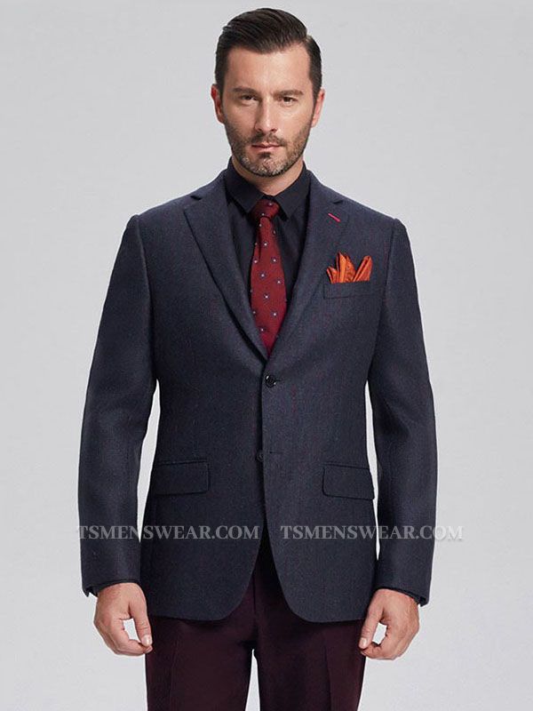 Formal Dark Navy Classic Mens Business Suit Blazer Jacket