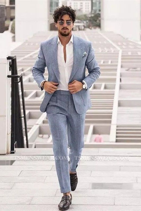 Xander Stylish Silver Peaked Lapel Slim Fit Men Suits Online