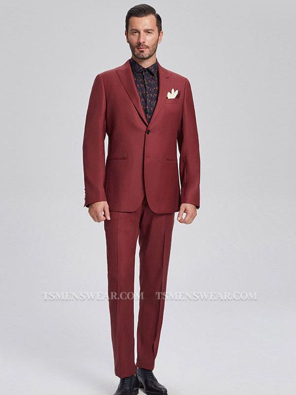 Popular Red Suits for Prom | Peak Lapel Mens Suits for Business