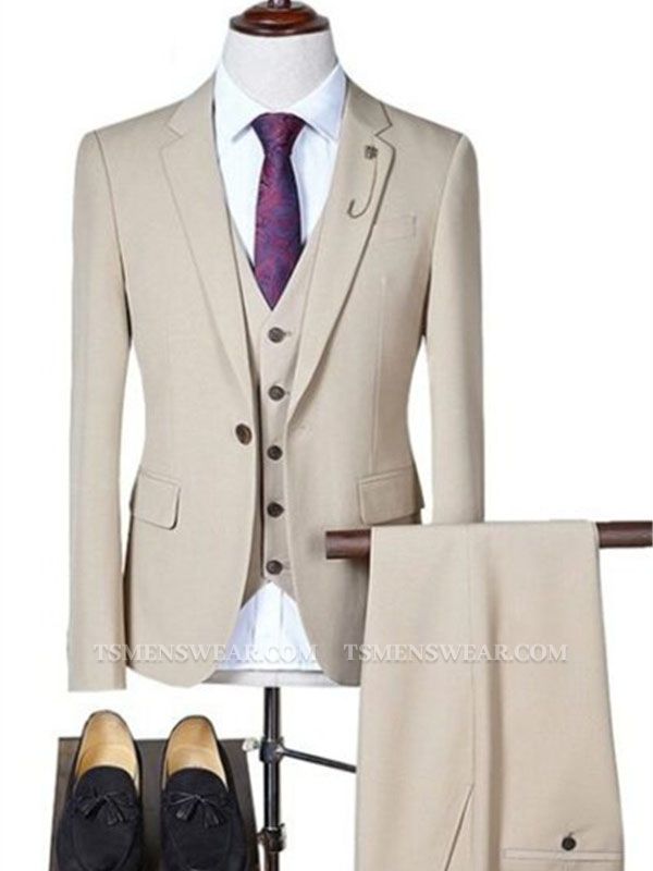 Light Champagne 3 Pieces Business Suit Men | Casual Slim Fit Social Blazer Pants Suit Set