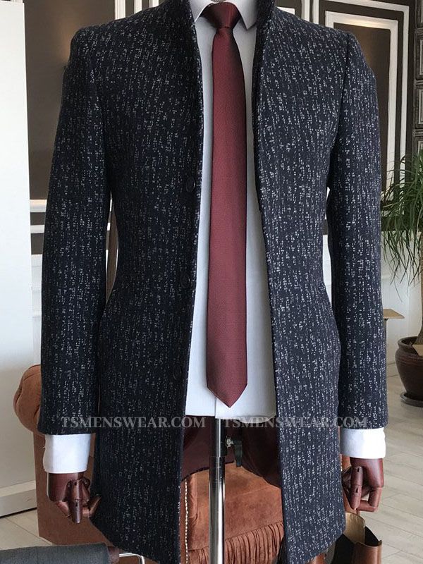 Kelly Formal Black Striped Slim Fit Winter Jacket For Men