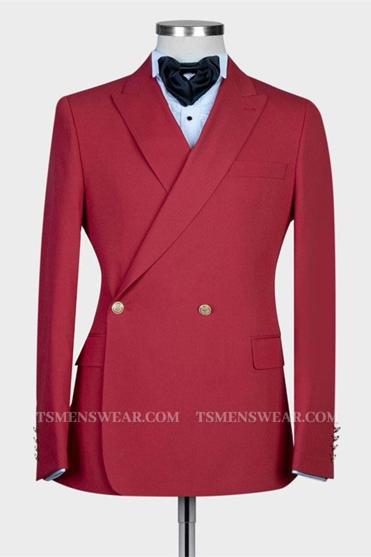 Izaiah Fashion Red Peaked Lapel Slim Fit Prom Suits for Men