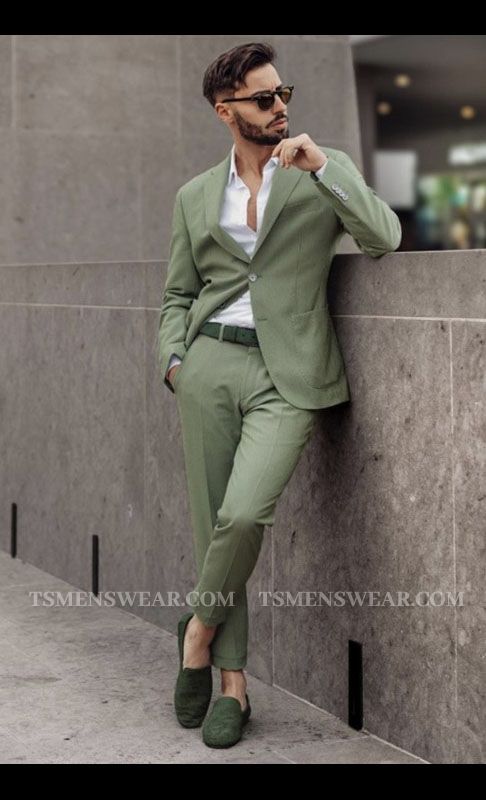 Lime Green Fashion Slim Fit Bespoke Men Suits for Prom