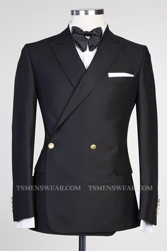 Solomon Stylish Black Peaked Lapel New Arrival Men Suits for Prom