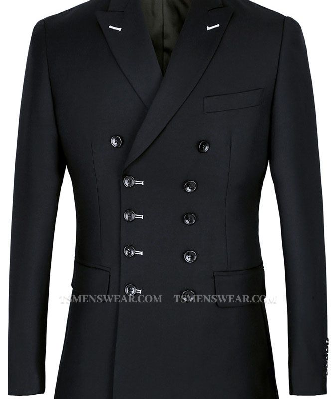 Morgan Handsome Black Slim Fit Double Breasted Business Men Suits