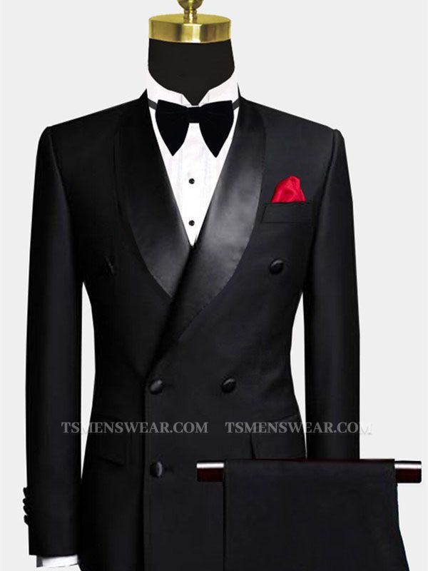 Black Double Breasted Wedding Tuxedo | Luxury Business Men Suits with 2 Pieces