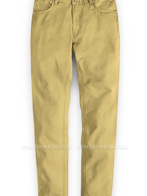 Gold Mens Solid Color Slim Fit Male Social Business Casual Skinny