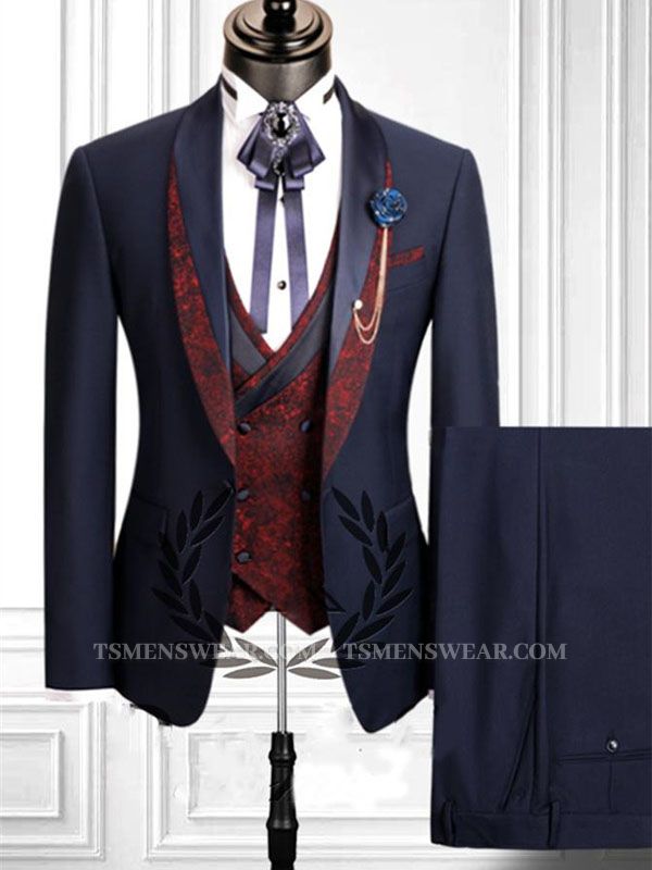 Navy Blue Dress Suits Mens Tuxedo | Bridesgroom Suit Dinner Party Fitting Suit