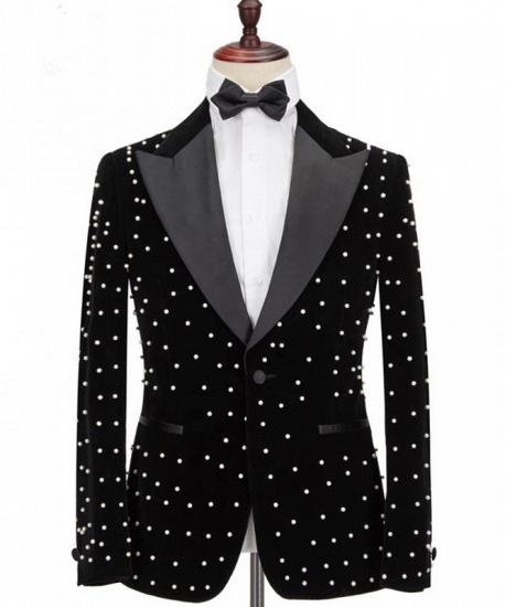 Omar Glamorous Black Peaked Lapel Men Suits for Prom