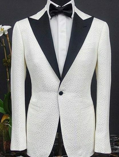 Peyton White Peaked Lapel One Button Slim Fit Wedding Groom Suits