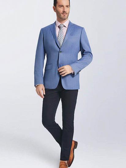 Chic Blue Herringbone Pure Business Suit Blazer for Men_3