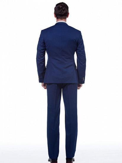 Premium Peak Lapel Navy Blue Three Piece Suits for Men with Double Breasted Vest_3