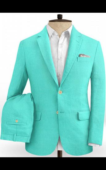 Turquoise Two Pieces Prom Suits for Men | Fashion Linen Men Suits Online_2