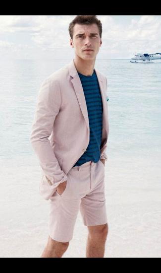 Sam Summer Pink Fashion Simple Notched Lapel Men Suits_1