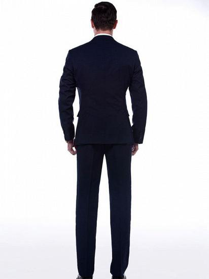 Alberto Two Piece Notch Lapel Solid Dark Navy Suits for Men_3