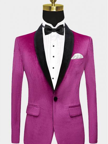 Magenta Pink Velvet Tuxedo Jacket | One Piece Blazer for Men_1