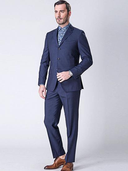 Three Buttons Short Notch Lapel Navy Blue Suits for Men_2