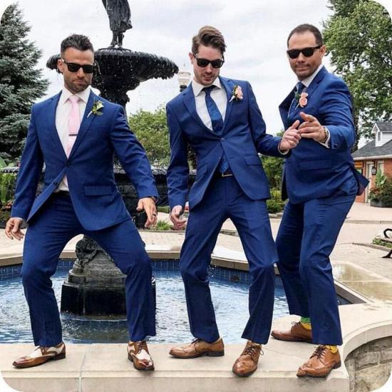 Brody Navy Blue Notched Lapel Stylish Wedding Groomsmen Suits_2