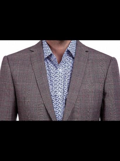 Stylish Grey Check Pattern Mens Suits | Flap Pocket Notch Lapel Suits for Formal_4